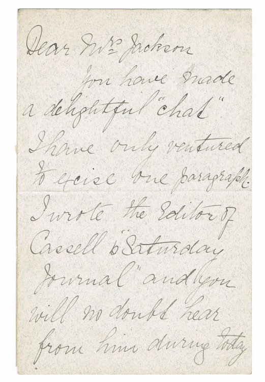 AUTOGRAPH NOTE SIGNED, regarding a magazine article.