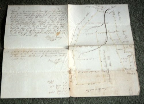 JUNE 1853 ORIGINAL PEN & INK SURVEY MAP AND MANUSCRIPT SURVEY OF 440 ACRES IN EAST BRUNSWICK, SCHUYLKILL COUNTY, PENNSYLVANIA.