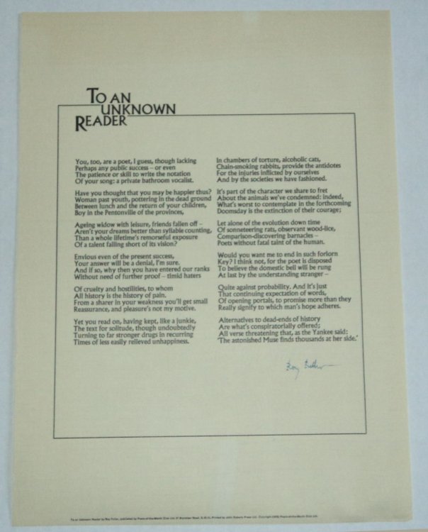 TO AN UNKNOWN READER.