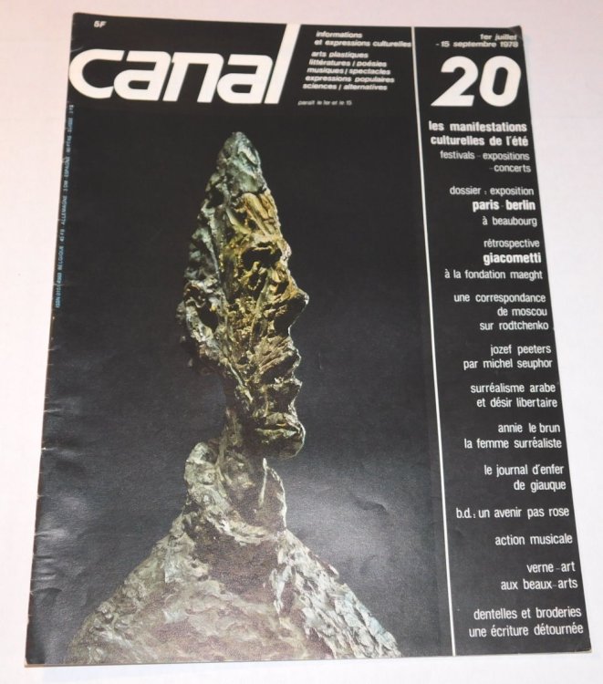 CANAL 20: (Journal d'informations culturelles). 1er juillet-15 septembre 1978. (Cover title).