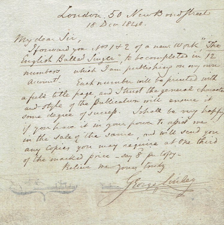 AUTOGRAPH LETTER SIGNED, together with 2 rare songs sheets which he has annotated as 