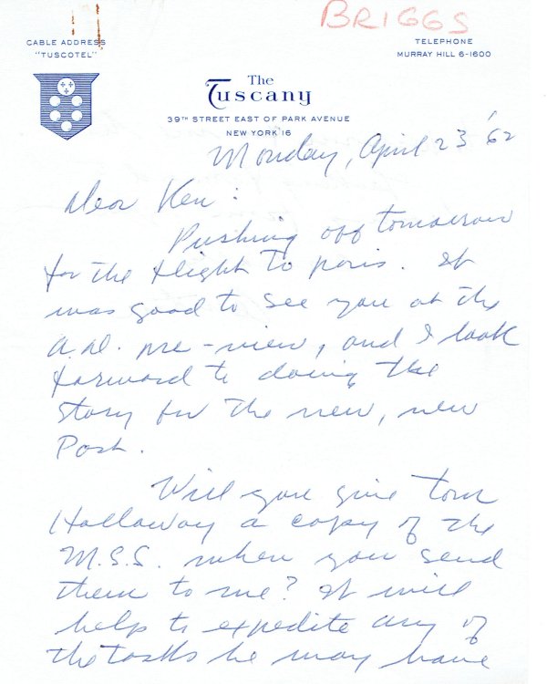 AUTOGRAPH LETTER SIGNED TO SATURDAY EVENING POST ART DIRECTOR KEN STUART.