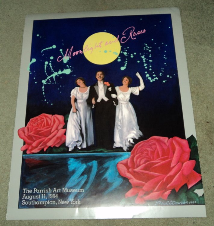 MOONLIGHT AND ROSES: ORIGINAL PAUL DAVIS POSTER FOR AN EXHIBITION AT THE PARRISH ART MUSEUM IN SOUTHAMPTON.