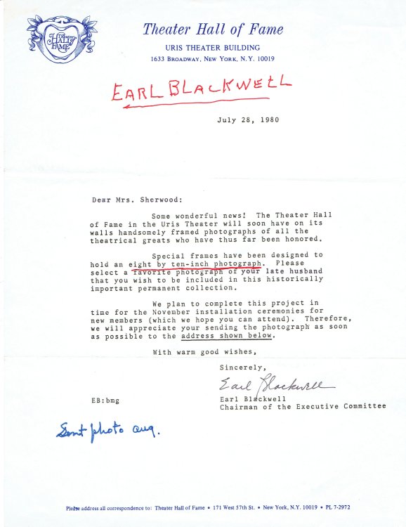 TYPED LETTER SIGNED by Hollywood gossip maven EARL BLACKWELL.