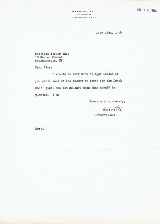 TYPED LETTER SIGNED by New York Congressman and Minister to Hungary HERBERT PELL.