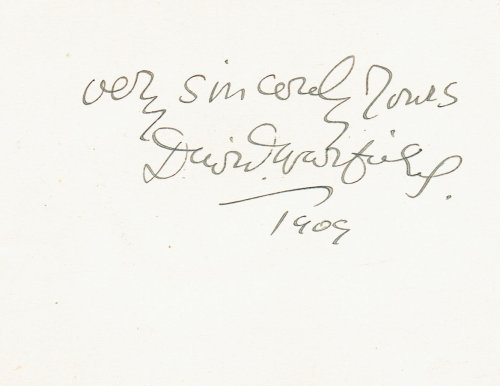 CARD INSCRIBED AND SIGNED BY American stage actor and leading performer in comedy DAVID WARFIELD.
