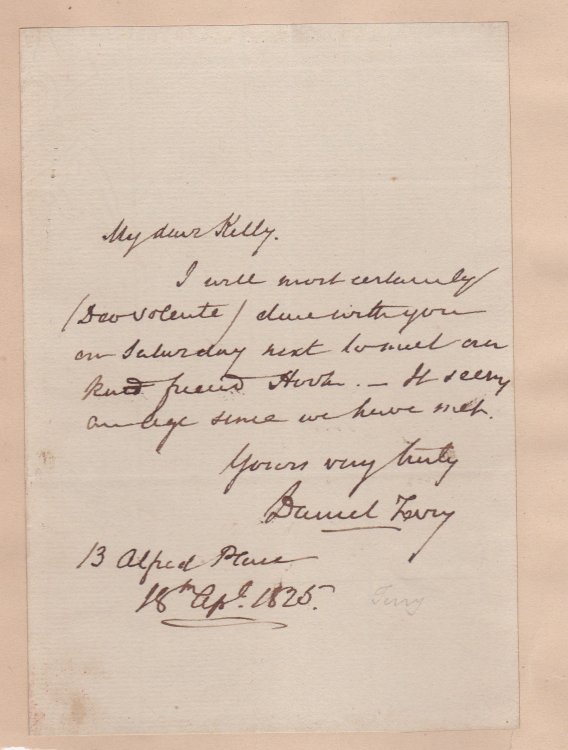 AUTOGRAPH LETTER SIGNED BY DANIEL TERRY.