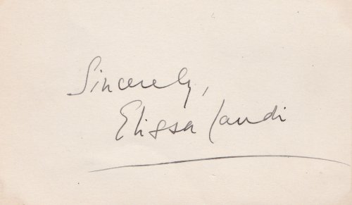 CARD SIGNED BY ELISSA LANDI.