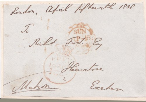 FREE FRANK SIGNED BY VISCOUNT MAHON. DATED AND ADDRESSED IN HIS HAND TO TRAVEL WRITER RICHARD FORD.