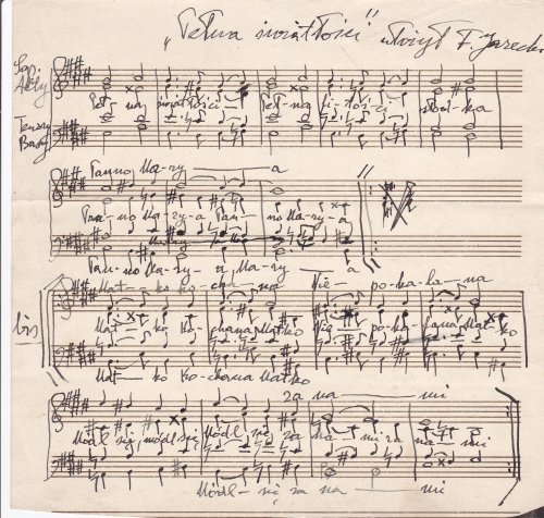 AN AUTOGRAPH MUSICAL MANUSCRIPT, TITLED IN POLISH, PENNED & SIGNED BY THE POLISH-AMERICAN COMPOSER TADEUSZ JARECKI.