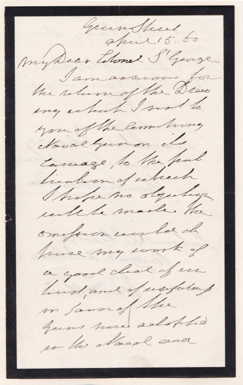AUTOGRAPH LETTER SIGNED BY SIR HOWARD DOUGLAS REQUESTING A DRAWING FOR HIS 