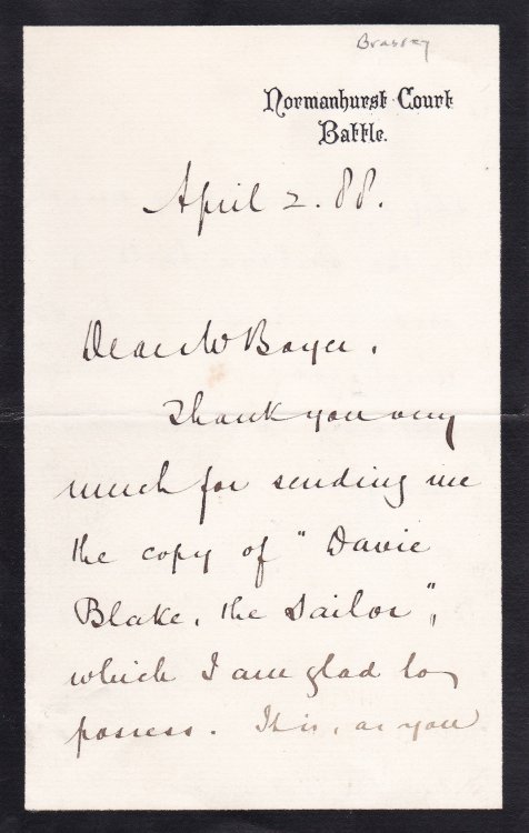 LETTER IN AN UNKNOWN HAND REFERRING TO MARY SEWELL'S JUVENILE 
