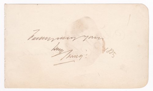 SIR HENRY IRVING'S AUTOGRAPH, SIGNED & DATED BY HIM with the autograph of the American actor Samuel Hemple on the verso.