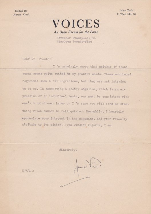 TYPED LETTER SIGNED BY POET AND 