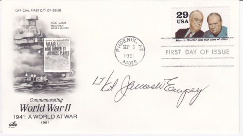 FIRST DAY COVER SIGNED BY WORLD WAR II ACE FIGHTER PILOT JAMES W. EMPEY.