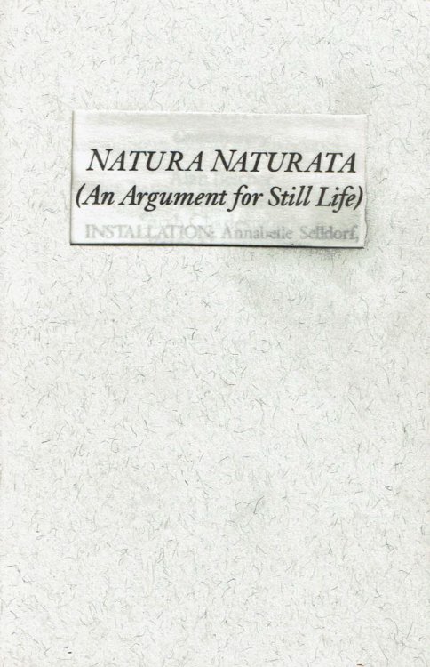 NATURA NATURATA (An Argument for Still Life). Benefit Exhibition for Squat Theatre curated by Cornelia Lauf. March 4-11, 1989, Josh Baer Gallery.