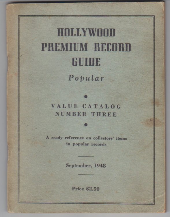 Hollywood Premium Record Guide / Popular/ Value Catalog Number Three