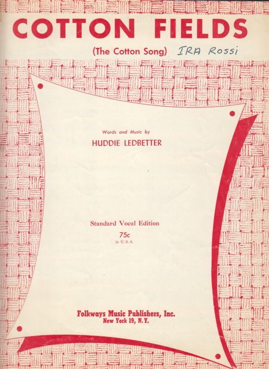 Sheet Music For Cotton Fields (the Cotton Song)