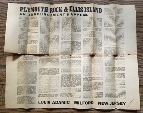 Plymouth Rock And Ellis Island. An Announcement & Appeal