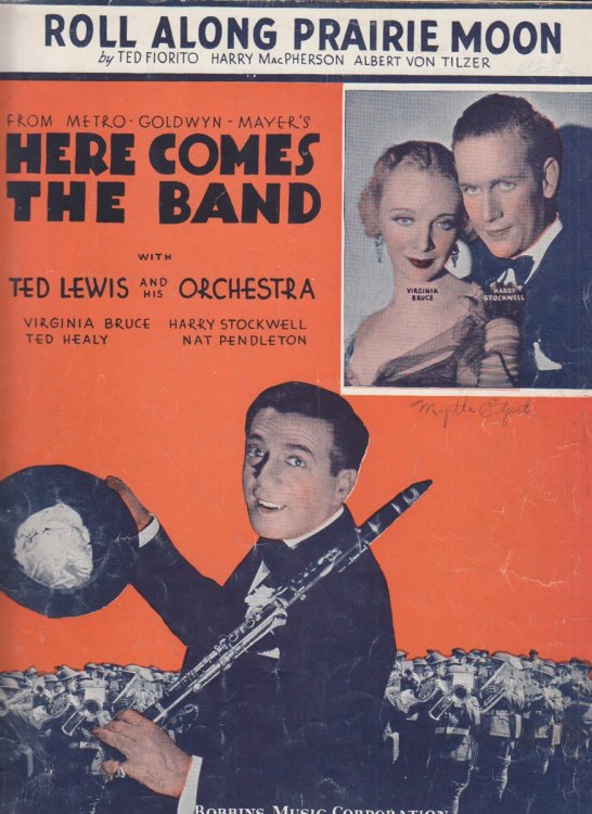 Pictured On Sheet Music For Roll Along Prairie Moon