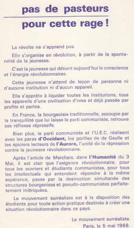 Pas De Pasteurs Pour Cette Rage! (May 5, 1968)