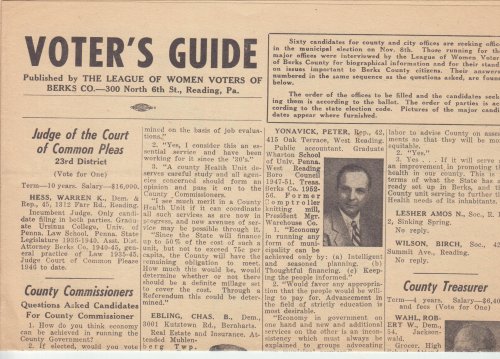 Voter's Guide [Berks County, Reading, Pa.]