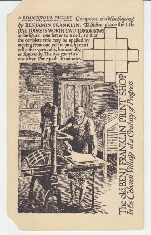 Old Ben Franklin Print Shop in the Colonial Village at a Century of Progress