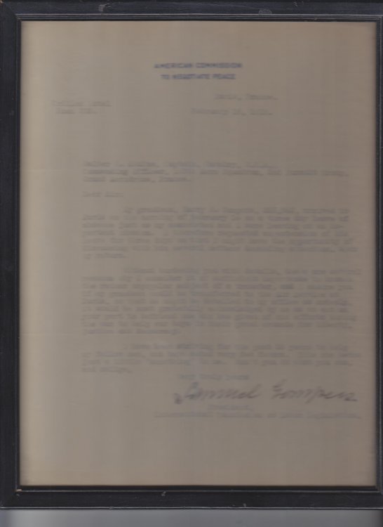 Typed Letter, Signed, On American Commission To Negotiate Peace Stationery