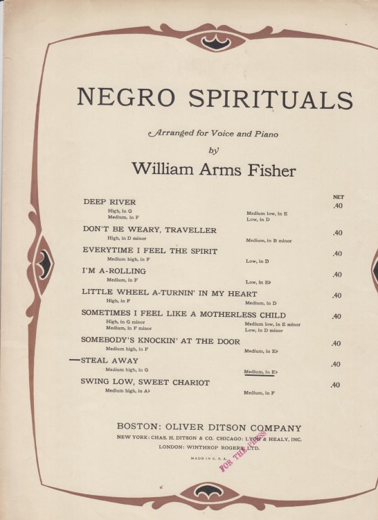 Negro Spirituals: Steal Away