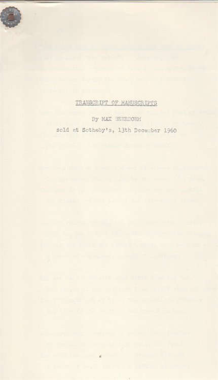Transcript of Manuscripts Sold at Sotheby's December 13, 1960