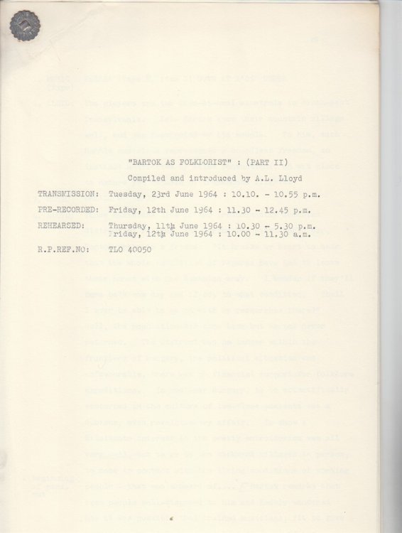 Bartok as Folklorist, Part II