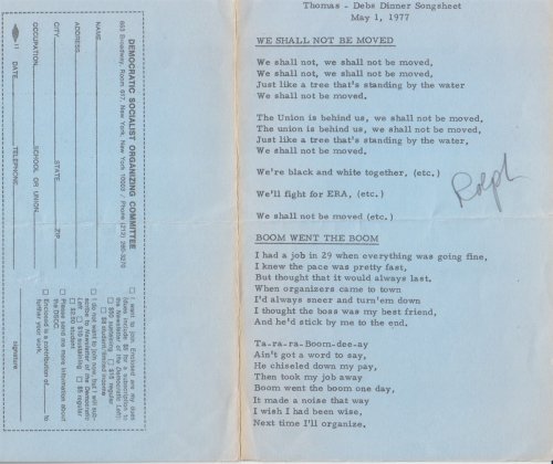 Thomas-Debs Dinner Songsheet May 1, 1977