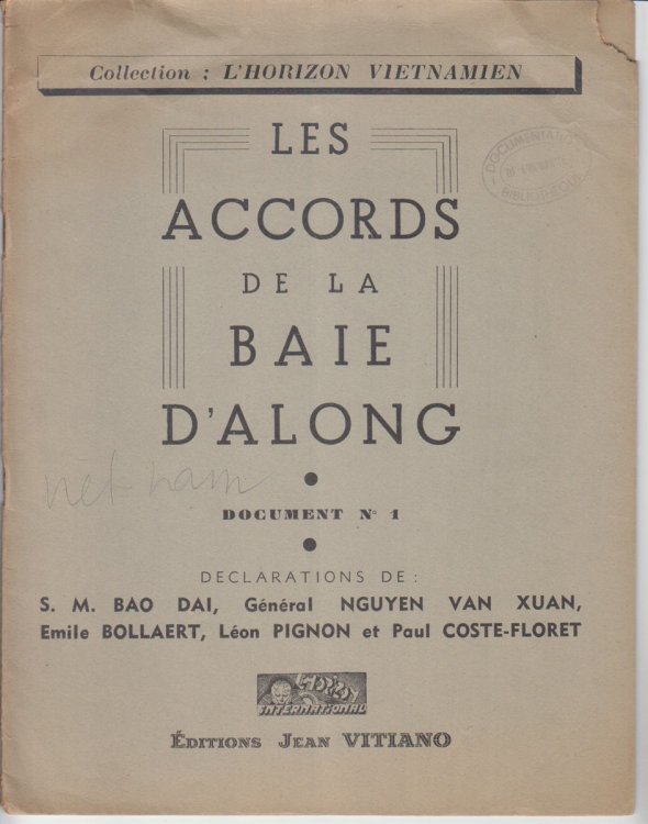 Les Accords De La Baie D'Along. Document 1