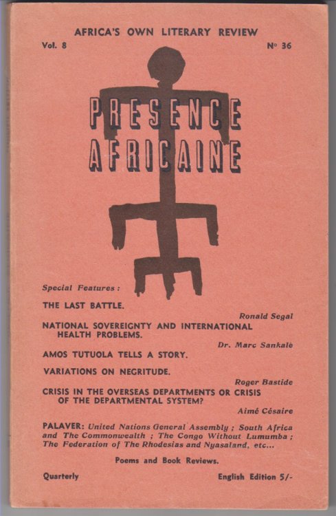 Presence Africaine Cultural Review of the Negro World Vol XXXVI