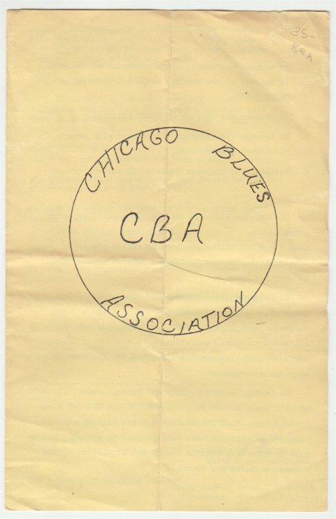 CBA Chicago Blues Association pamphlet