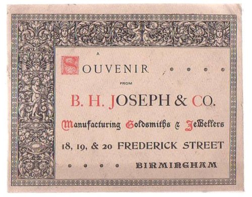 A Souvenir From B. H. Joseph & Co. Manufacturing Goldsmiths & Jewellers
