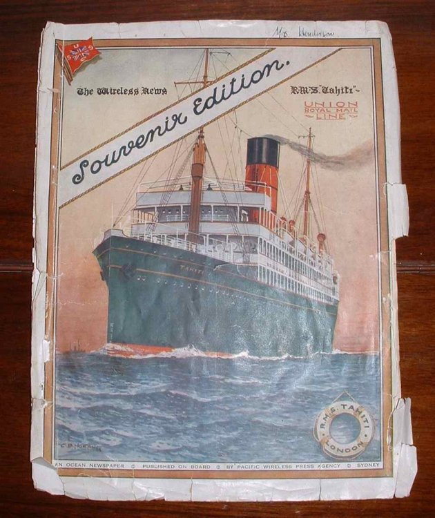 The Wireless News. Souvenir Edition. R.M.S. Tahiti. Union Royal Mail Line