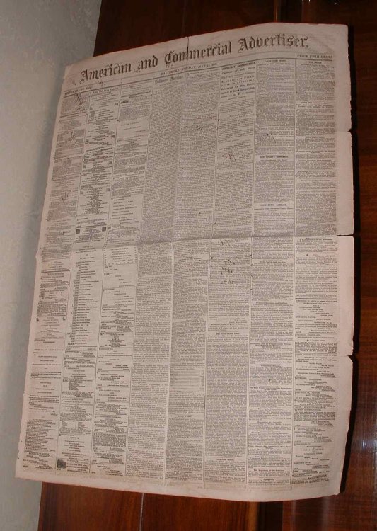 [Civil War newspaper] American and Commercial Advertiser. Monday, May 15, 1865