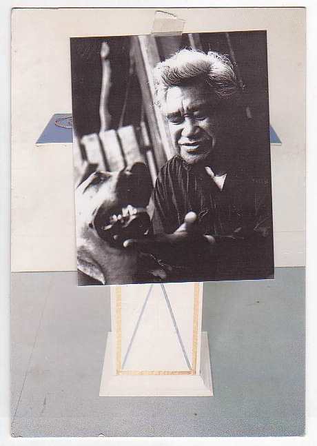 Signed postcard with photograph of Hone Tuwhare and Jessie