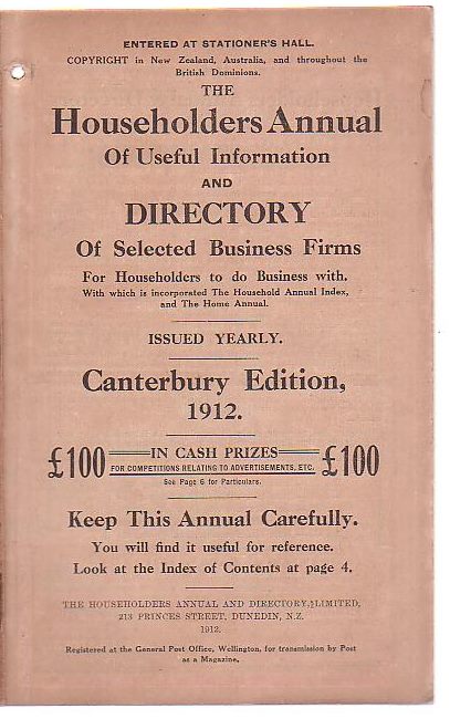 The Householders Annual of Useful Information and Directory of Selected Business Firms For Householders to do Business with [. . .] Canterbury Edition, 1912.