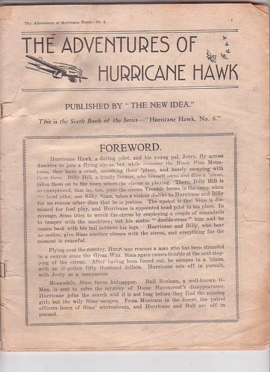 The Adventures of Hurricane Hawk. No. 6. Published by 