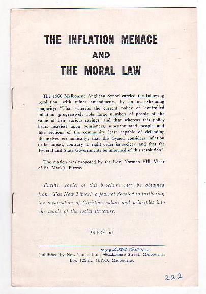 The Inflation Menace and the Moral Law