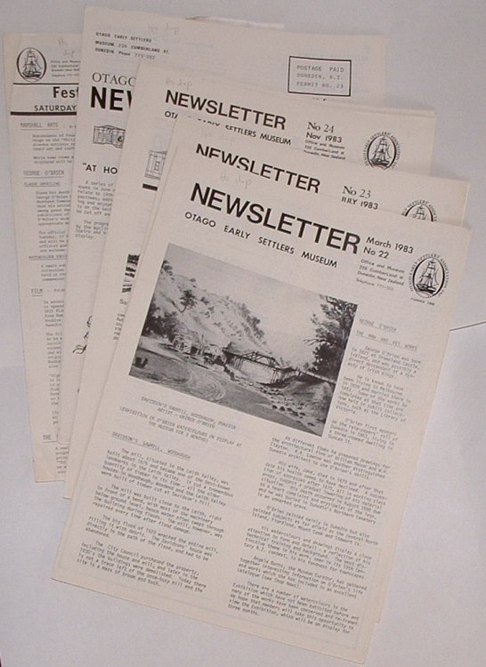Otago Early Settlers Museum Newsletter [6 issues, numbers 22-26, 28 (March, July, November 1983; March, June 1984; March 1985)]