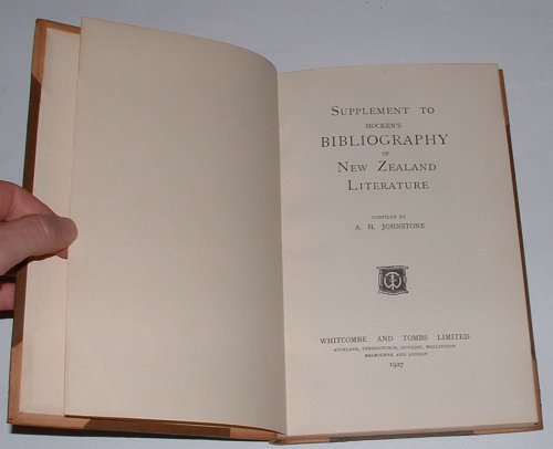Supplement to Hocken's Bibliography of New Zealand Literature