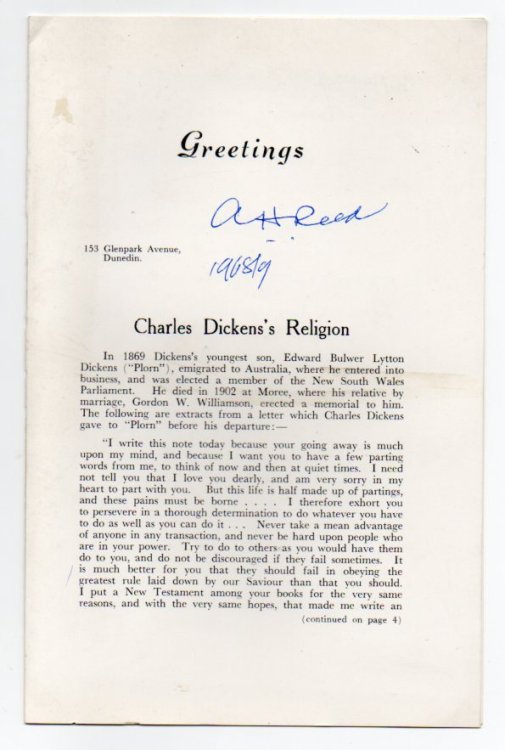 Greetings - Charles Dicken's Religion