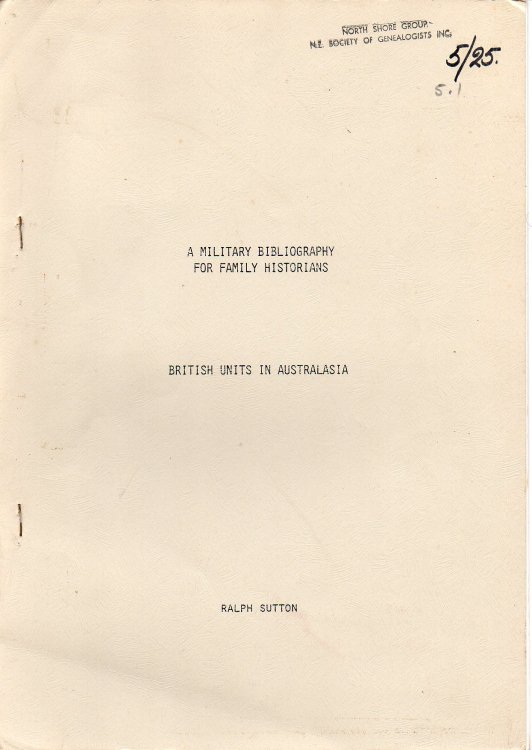 British Units in Australasia - A Military Bibliography for Family Historians