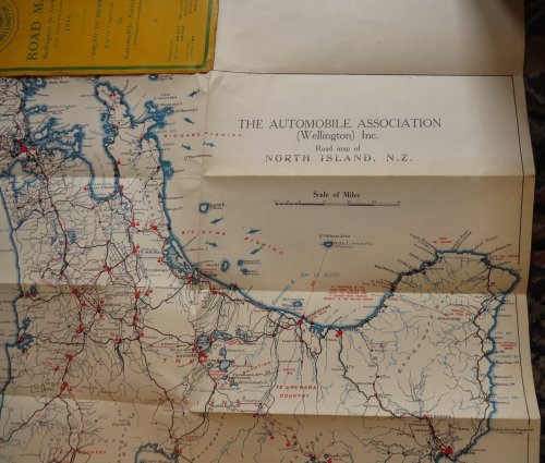 Road Map - Wellington to Auckland - North Island, New Zealand. 1936.