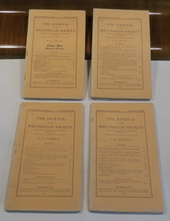 The Journal of the Polynesian Society. Nos. 158-161. Vol. 41, Nos. 1-4. March, June, September, December 1932. [4 issues]