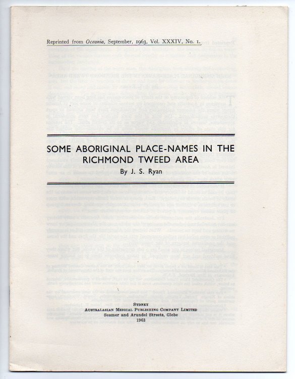 Some Aboriginal Place-Names in the Richmond Tweed Area