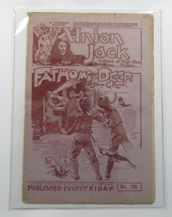 The Union Jack Library of High Class Fiction. No. 159. Fathoms Deep by John G. Rowe [Cover story]